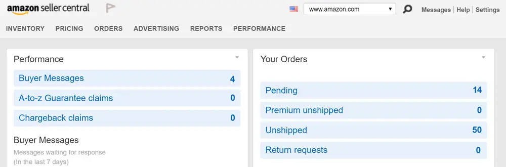amazon seller dashboard