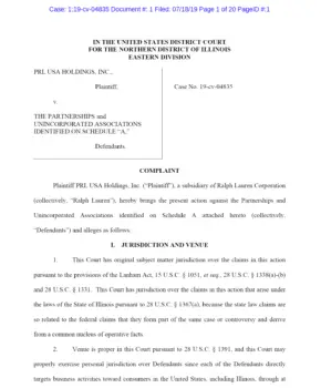 Ralph Lauren v Sellers - COMPLAINT